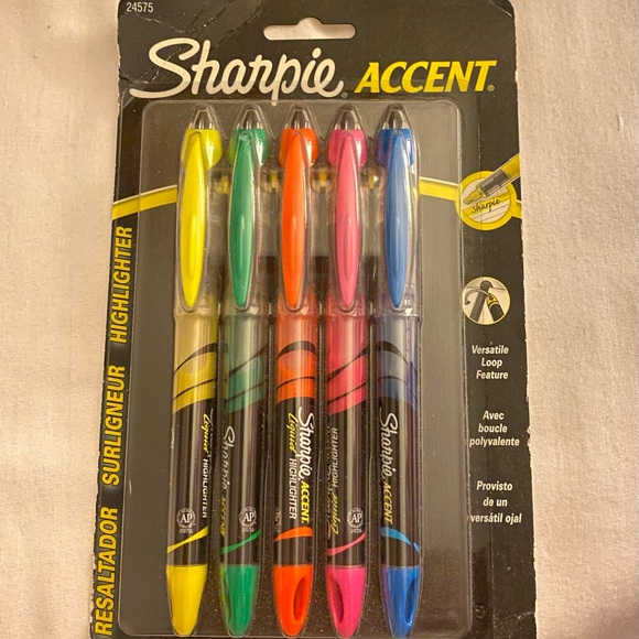 New ~ Sharpie Accent Liquid Highlighters ~ 5 Color Assorted ~ 24575 - Picture 1 of 3